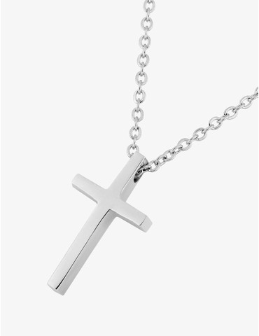 Collier croix acier