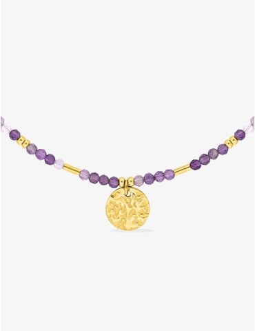 Collier en acier doré,...