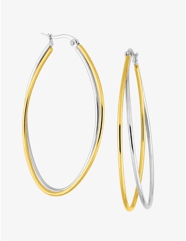 Boucles D'oreilles Créoles Serpent Plaqué Or 750 22mm Bijouterie Papillon Bleu - Neuf
