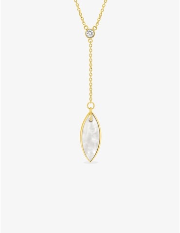 Collier acier doré, nacre...