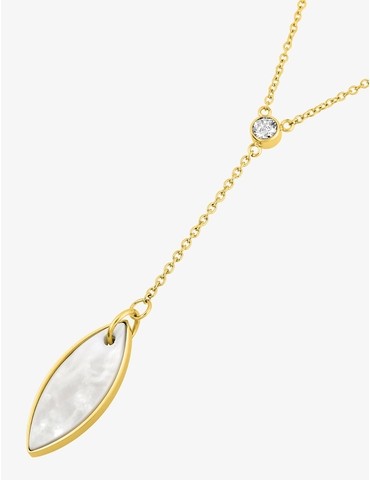 Collier acier doré, nacre...