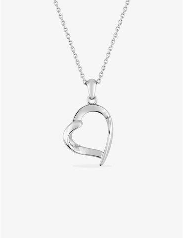 Collier cœur en acier gris