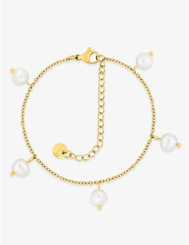 Bracelet acier doré et perles