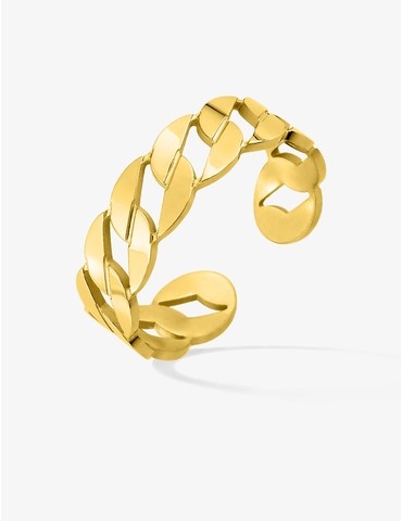 Bague maillons acier doré