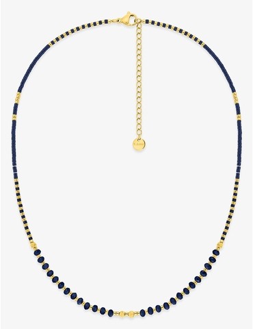 Collier acier doré, boules...