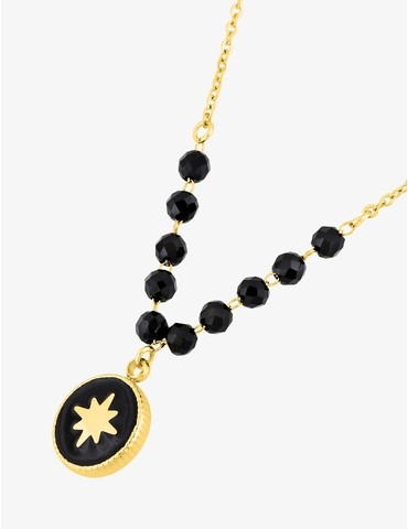 Collier acier doré et...