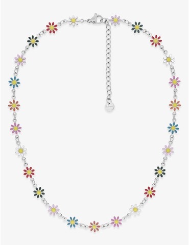 Collier acier avec fleurs...