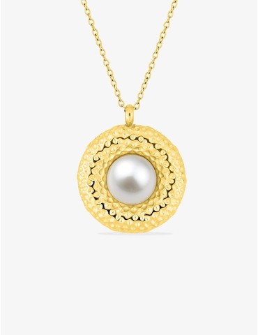 Collier acier doré avec...