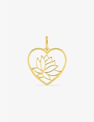 Pendentif cœur lotus plaqué or