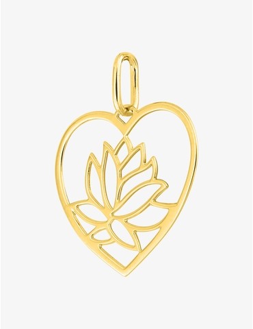 Pendentif cœur lotus plaqué or