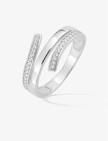 Bague en argent gris rhodié...
