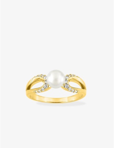 Bague plaqué or avec perle...