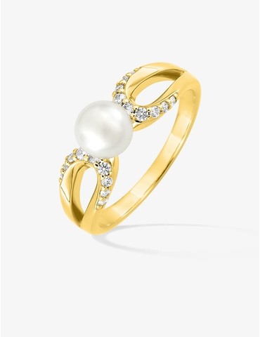 Bague plaqué or avec perle...