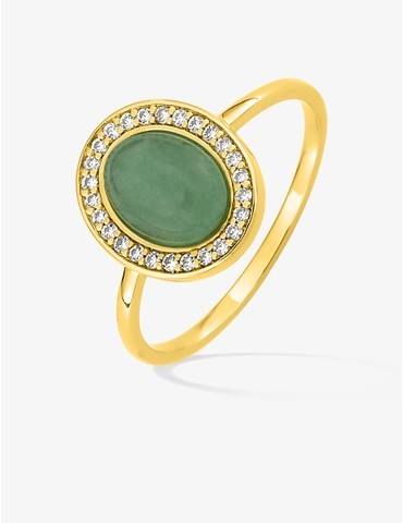 Bague plaqué or, aventurine...