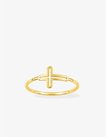 Bague plaqué or motif croix...