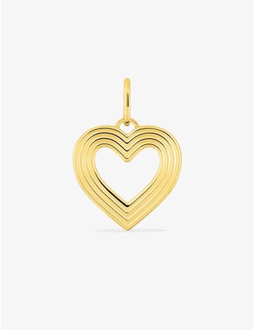 Pendentif cœur strié plaqué or