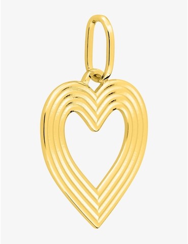Pendentif cœur strié plaqué or