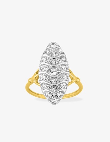 Bague plaqué or et rhodium,...