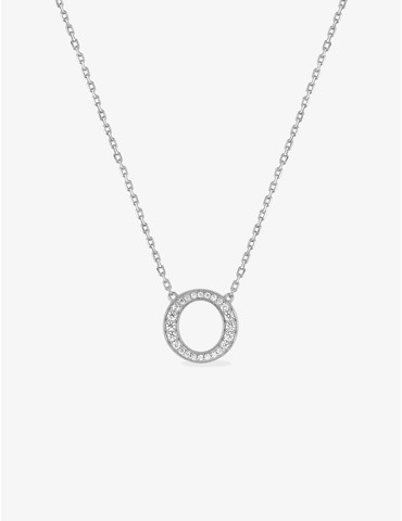 Collier Dos Nu Solitaire En Argent 925 Rhodié Avec Zirconium - Collier Mi-Long - Petugons - Neuf Avec Étiquettes