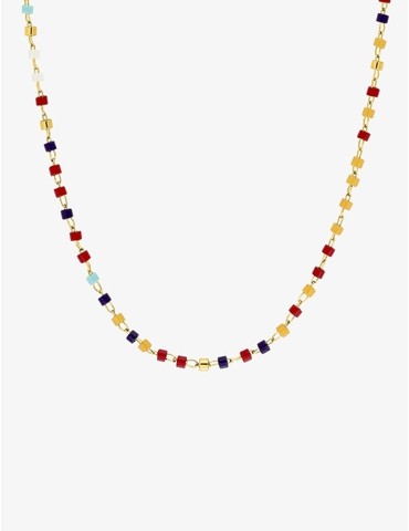 Collier en acier doré et...