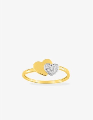 Bague double cœurs bicolore...