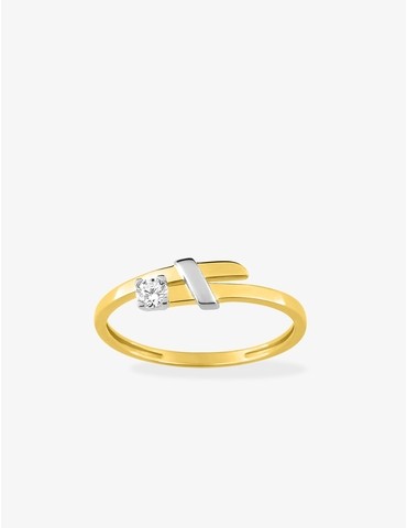Bague or jaune 375‰ rhodium...