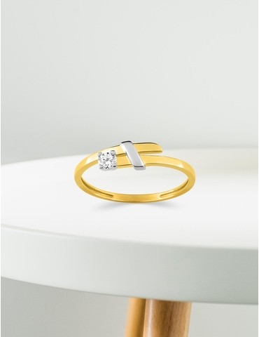 Bague or jaune 375‰ rhodium...