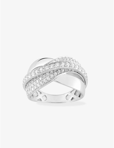 Bague enlacée or blanc 375‰...