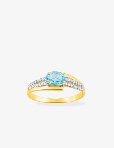 Bague topaze bleue traitée...