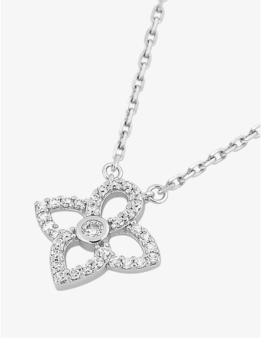 Collier fleur or blanc 375‰...