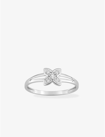 Bague fleur or blanc 375‰...