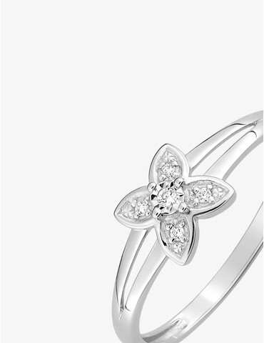 Bague fleur or blanc 375‰...