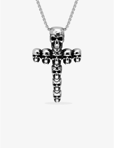 Collier acier têtes de mort...
