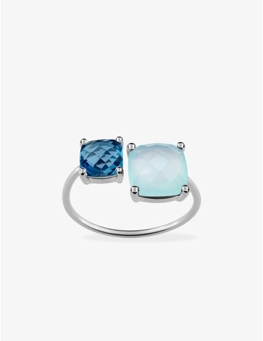 Bague or blanc 750 ‰ topaze...