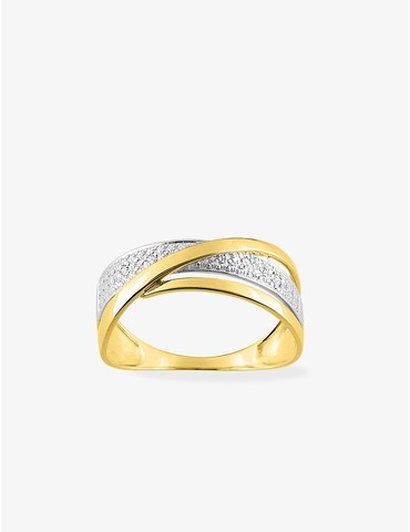 Bague or jaune 375‰ rhodié...