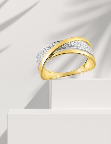 Bague or jaune 375‰ rhodié...