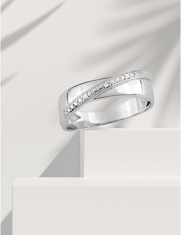 Bague or blanc 375‰ rhodié...
