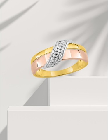 Bague trois or 375‰ et...
