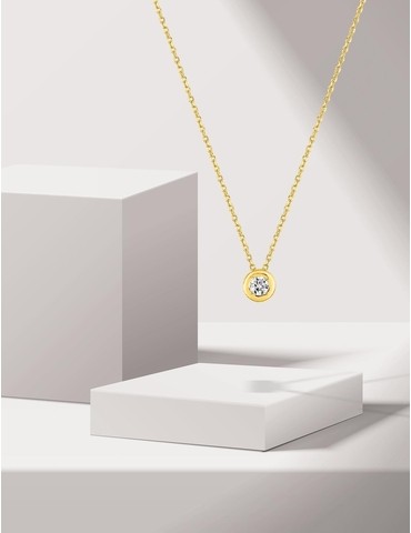 Collier solitaire or jaune...