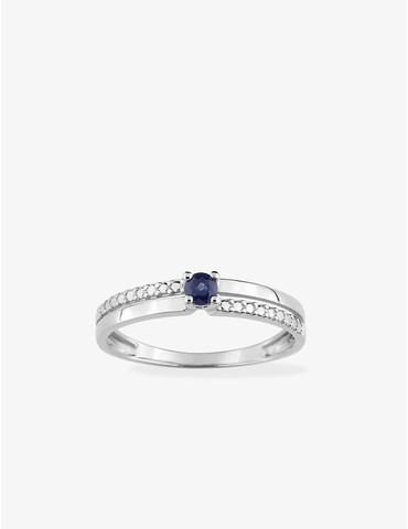 Bague or blanc 375‰ et saphir