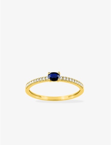 Bague or jaune 375‰, saphir...