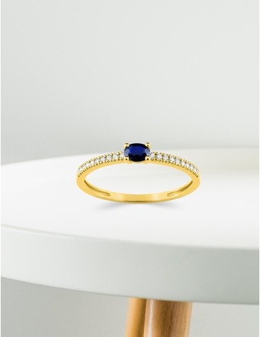 Bague or jaune 375‰, saphir...