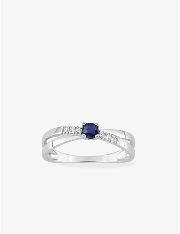 Bague or blanc 375‰, saphir...