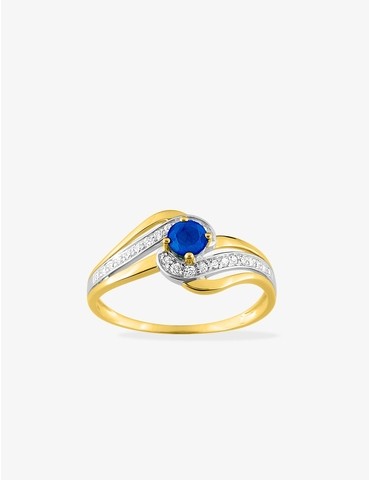 Bague or jaune 375‰, saphir...