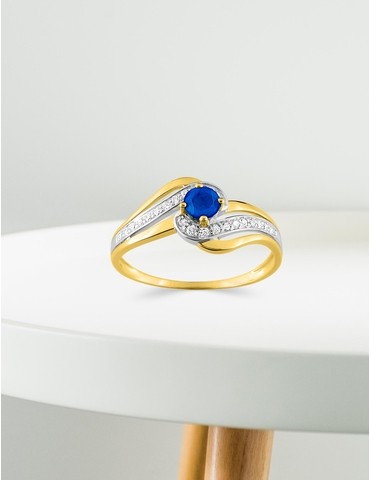 Bague or jaune 375‰, saphir...