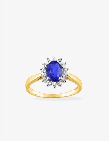 Bague or jaune 375‰, saphir...