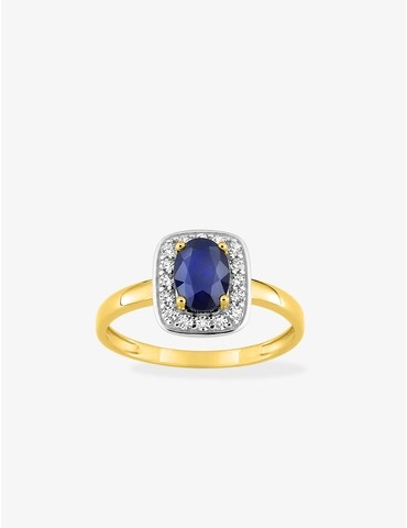 Bague or jaune 375‰, saphir...