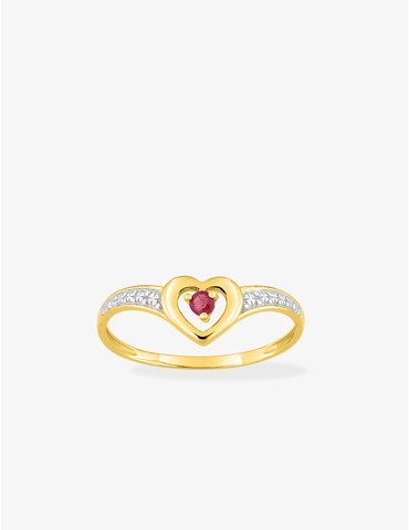 Bague cœur or jaune 375‰ et...