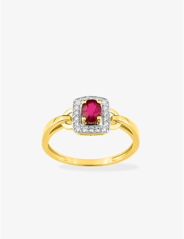 Bague or jaune 375‰, rubis...