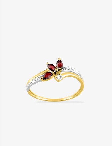 Bague fleur en or jaune...